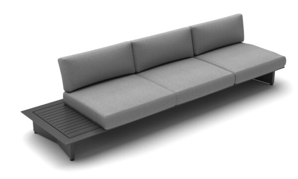 Jati&Kebon Arbon 3 személyes szófa oldalasztallal, prémium alumínium kerti bútorok, Sunbrella párnákkal