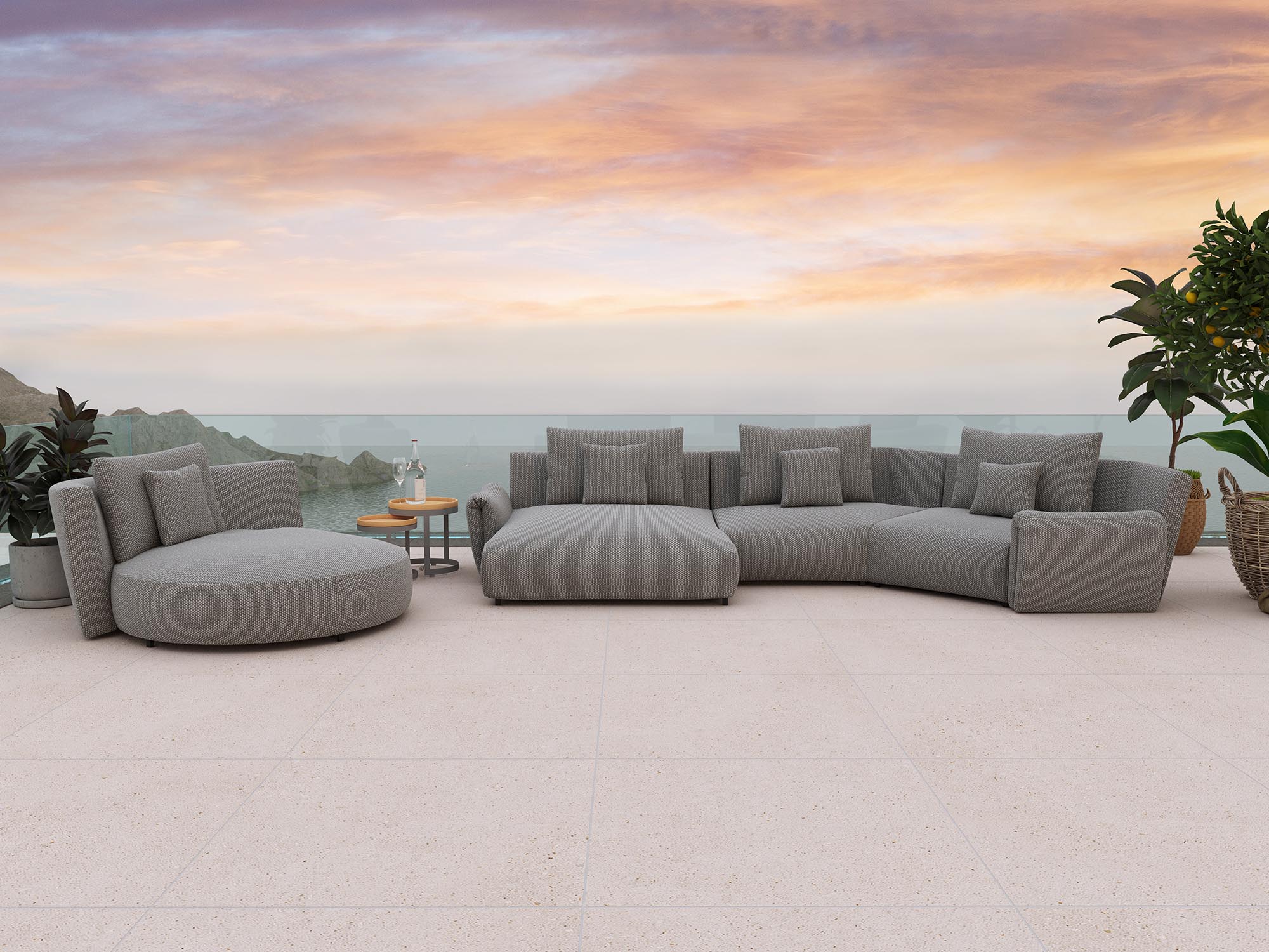 Wow Haiti prémium kültéri ülőgarnitúra a Gardentrendnél, gyönyörű tengerparti teraszon