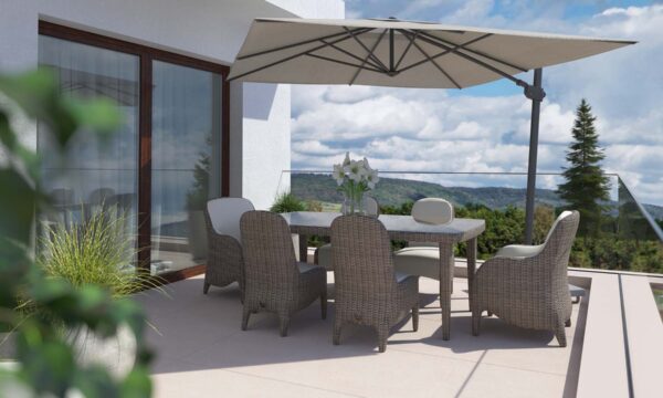 Luxor polyrattan étkező garnitúra a teraszon