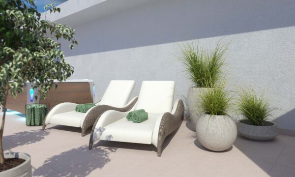 Luxor polyrattan napozóágyak a teraszon