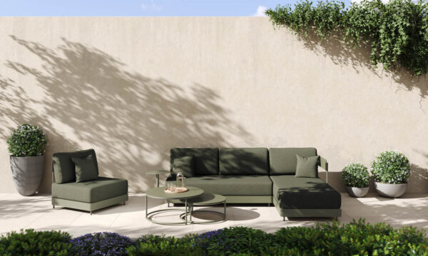 Senso prémium lounge szett és kávézóasztal Alu Green Mat színben